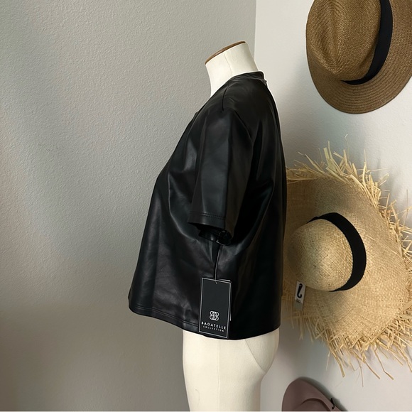 NEW with Tags. Bagatelle Collection Faux Black Leather Blouse. Size Medium - Picture 4 of 6